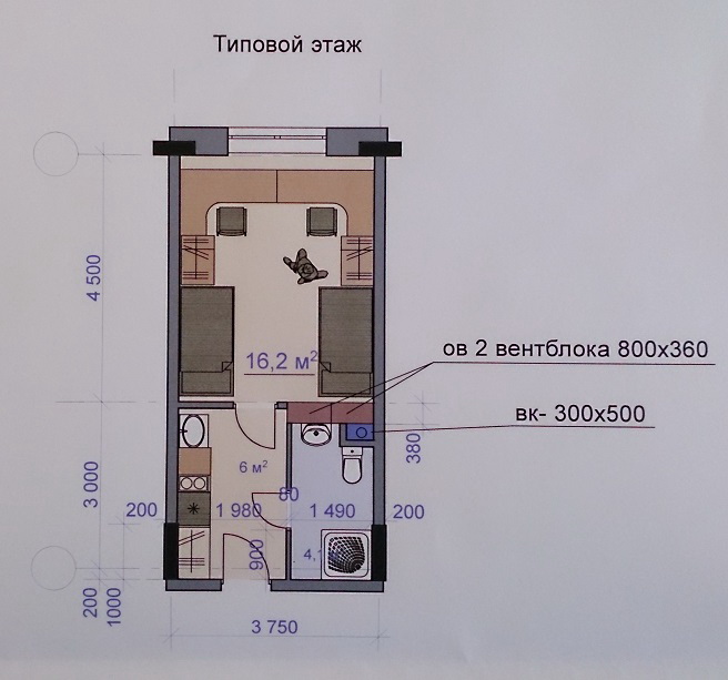 Планировка комнат-блоков в новом общежитии МГУ. Подавляющее большинство - двуместные